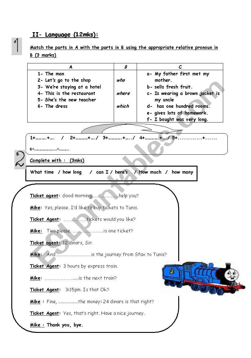 mid-term test3 8th worksheet