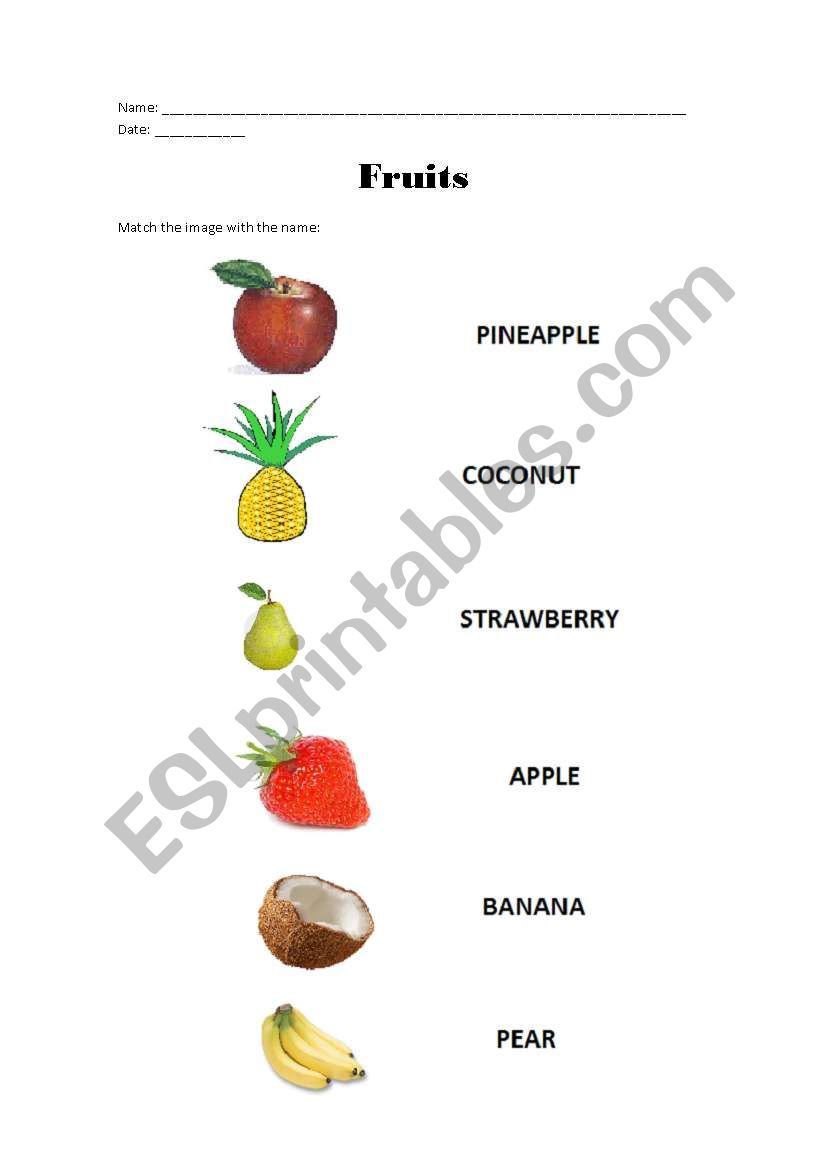 Fruits worksheet