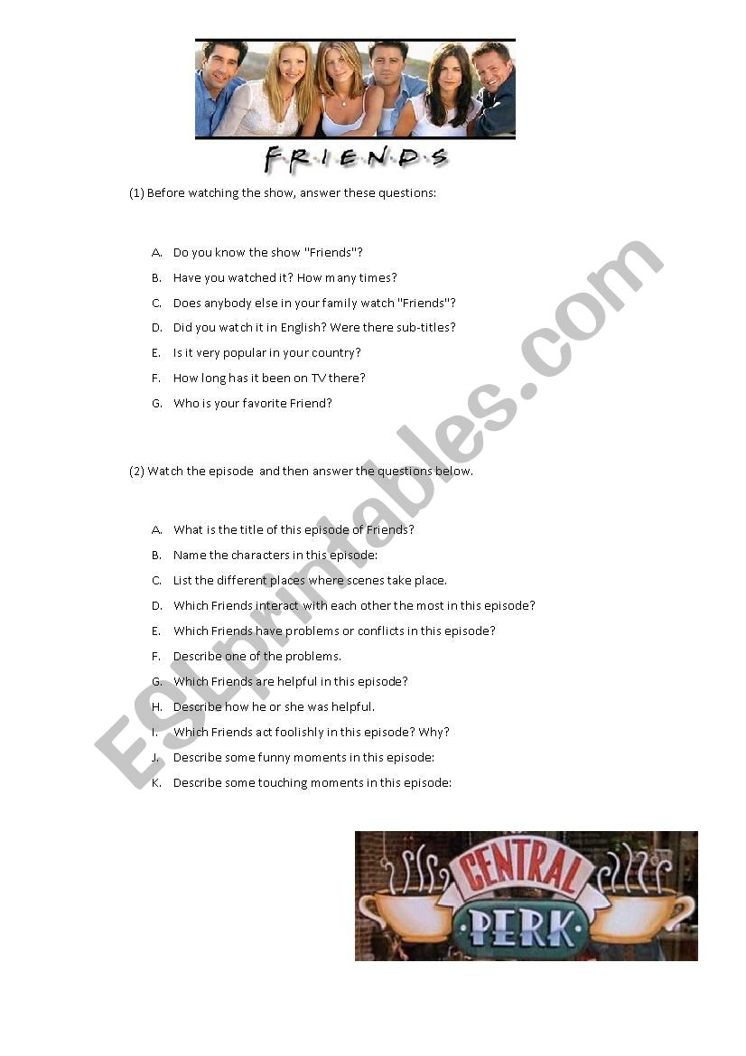 Friends worksheet