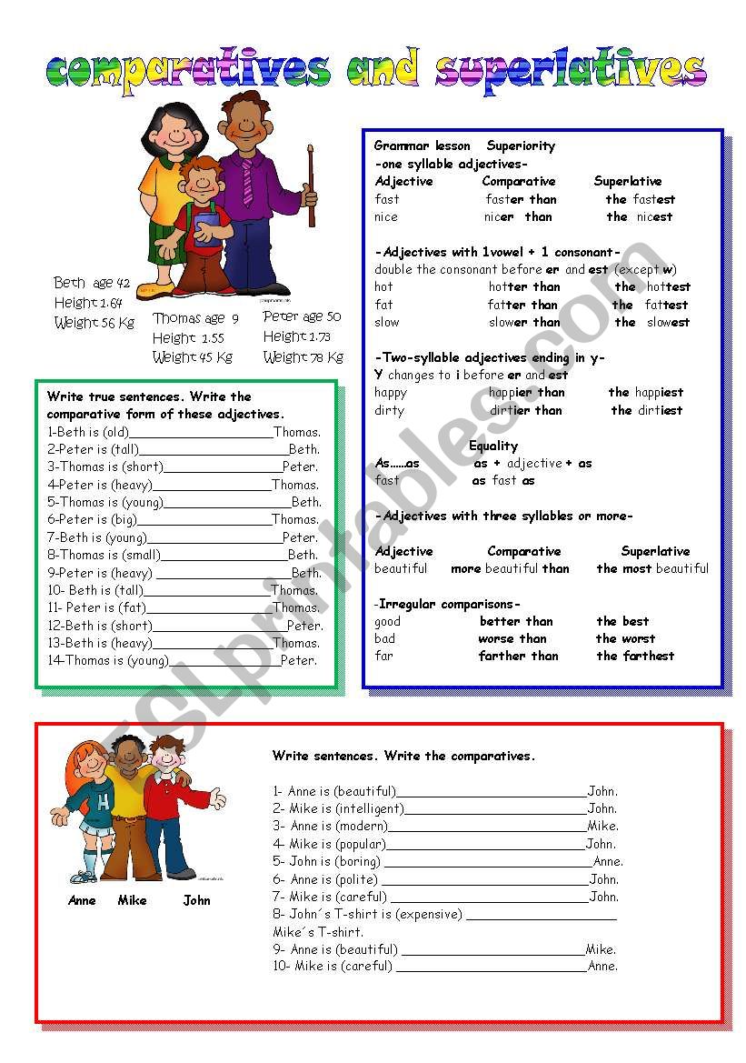 comparatives and superlatives worksheet