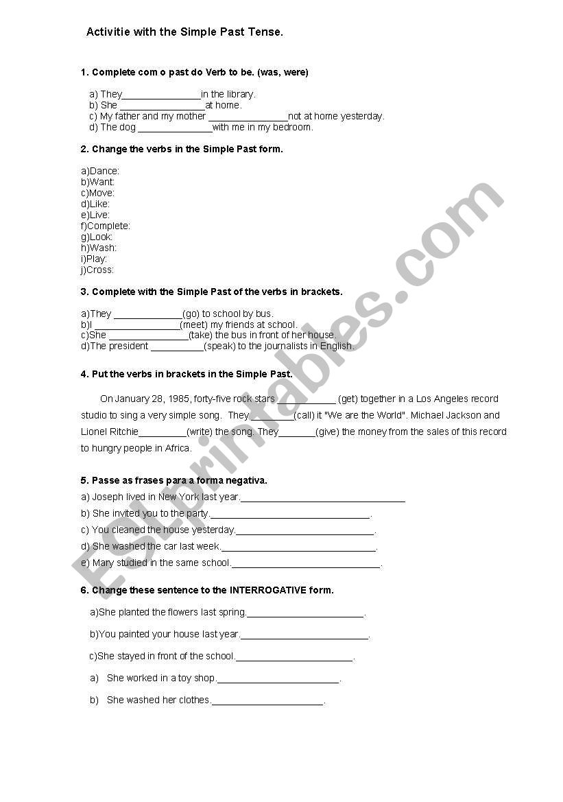 Simple past worksheet