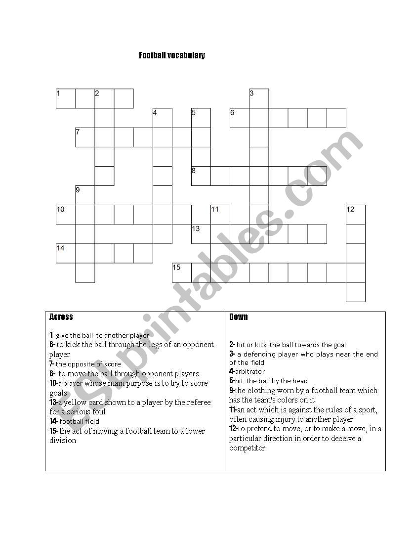 football worksheet