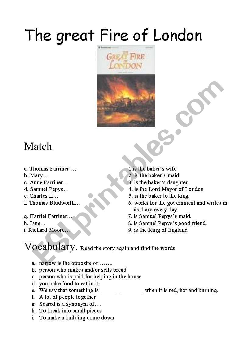 the great fire of London worksheet