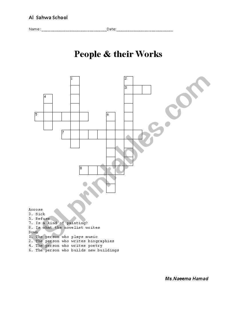 people and their work vocabulary 