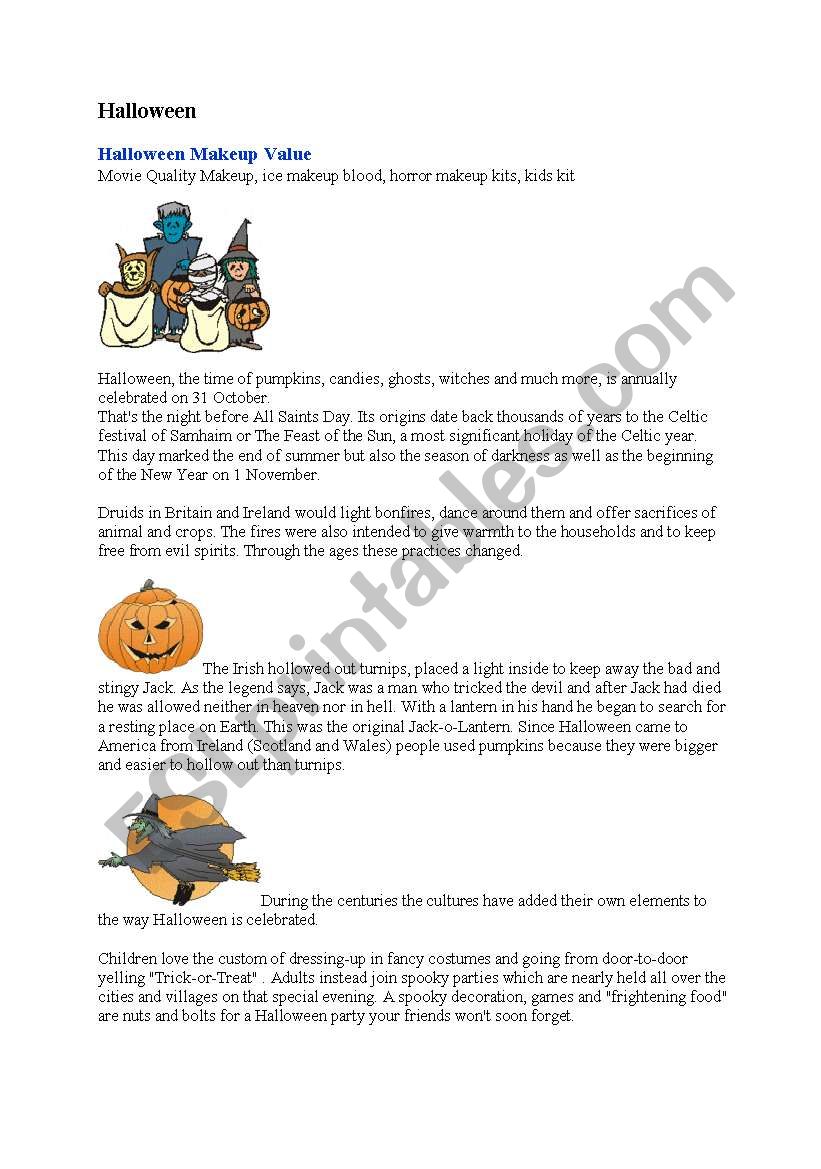 Reading Comprehension Halloween