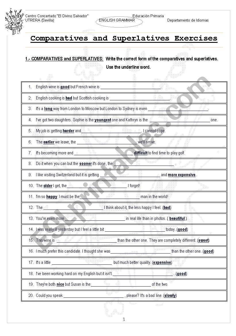 Comparatives and Superlatives Exercises