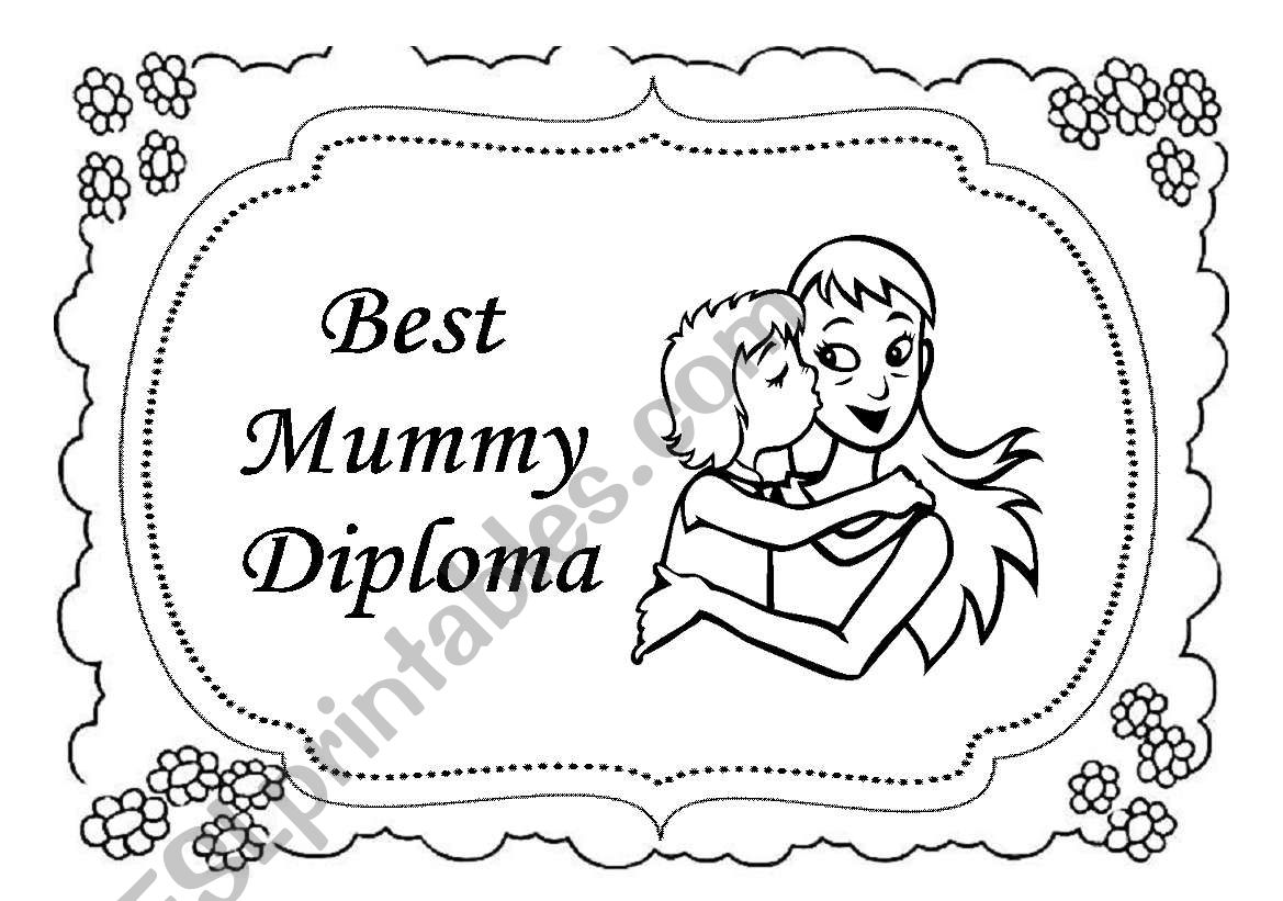 Mothers Day Diploma worksheet