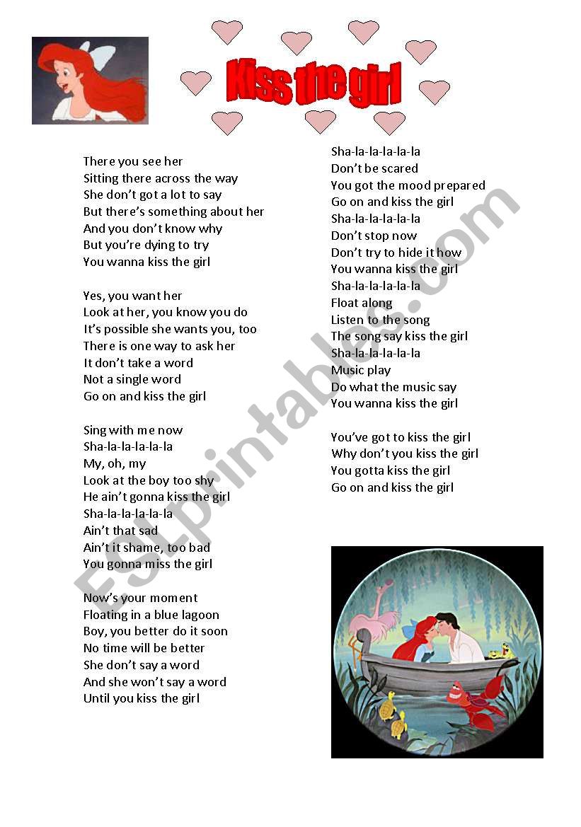 Kiss the girl song worksheet