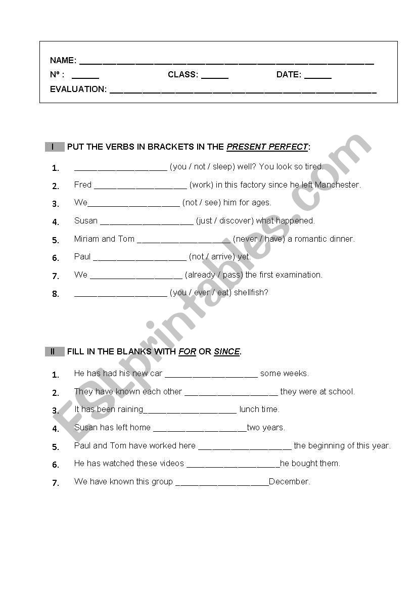 grammar test worksheet