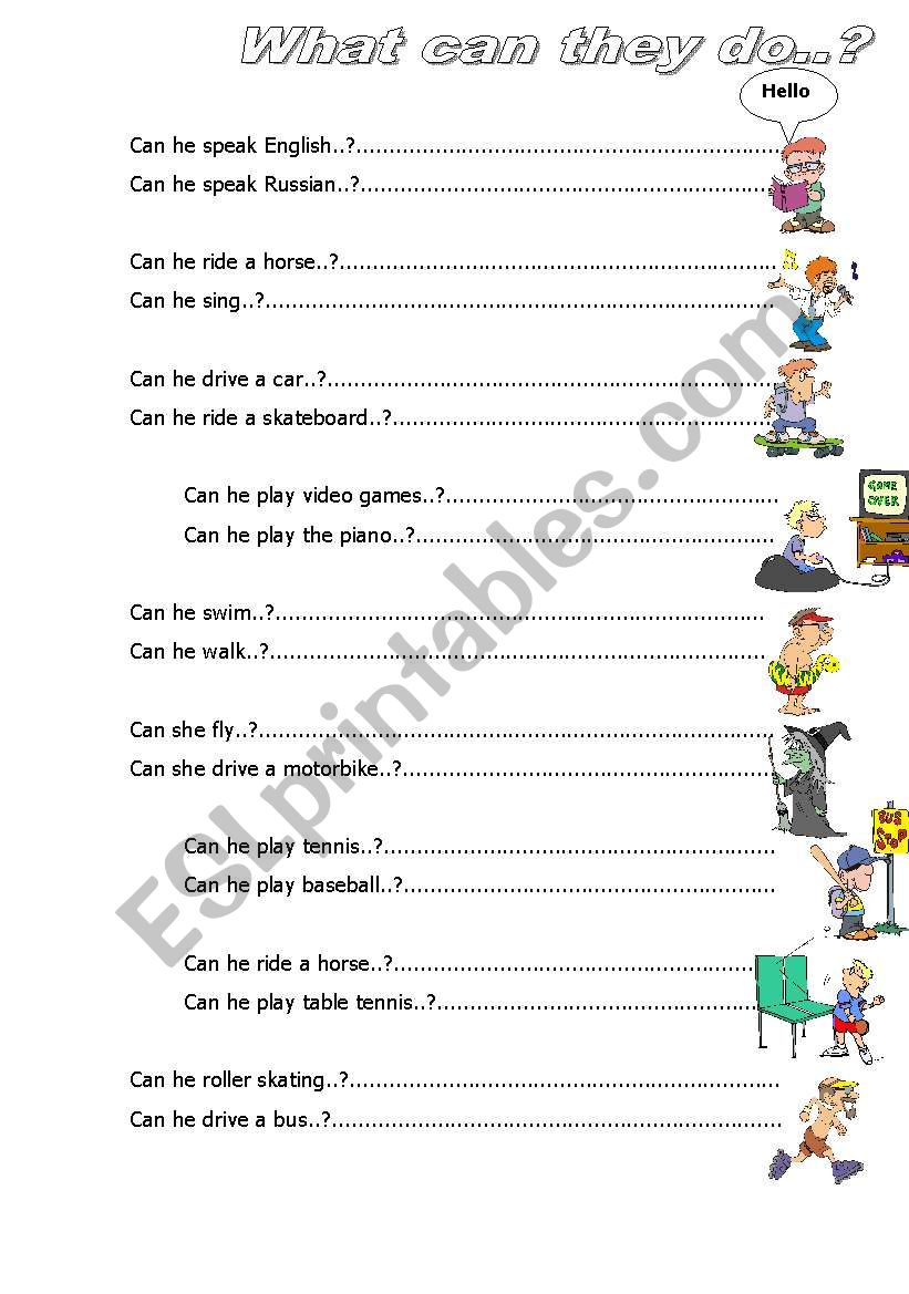 What can they do..? worksheet