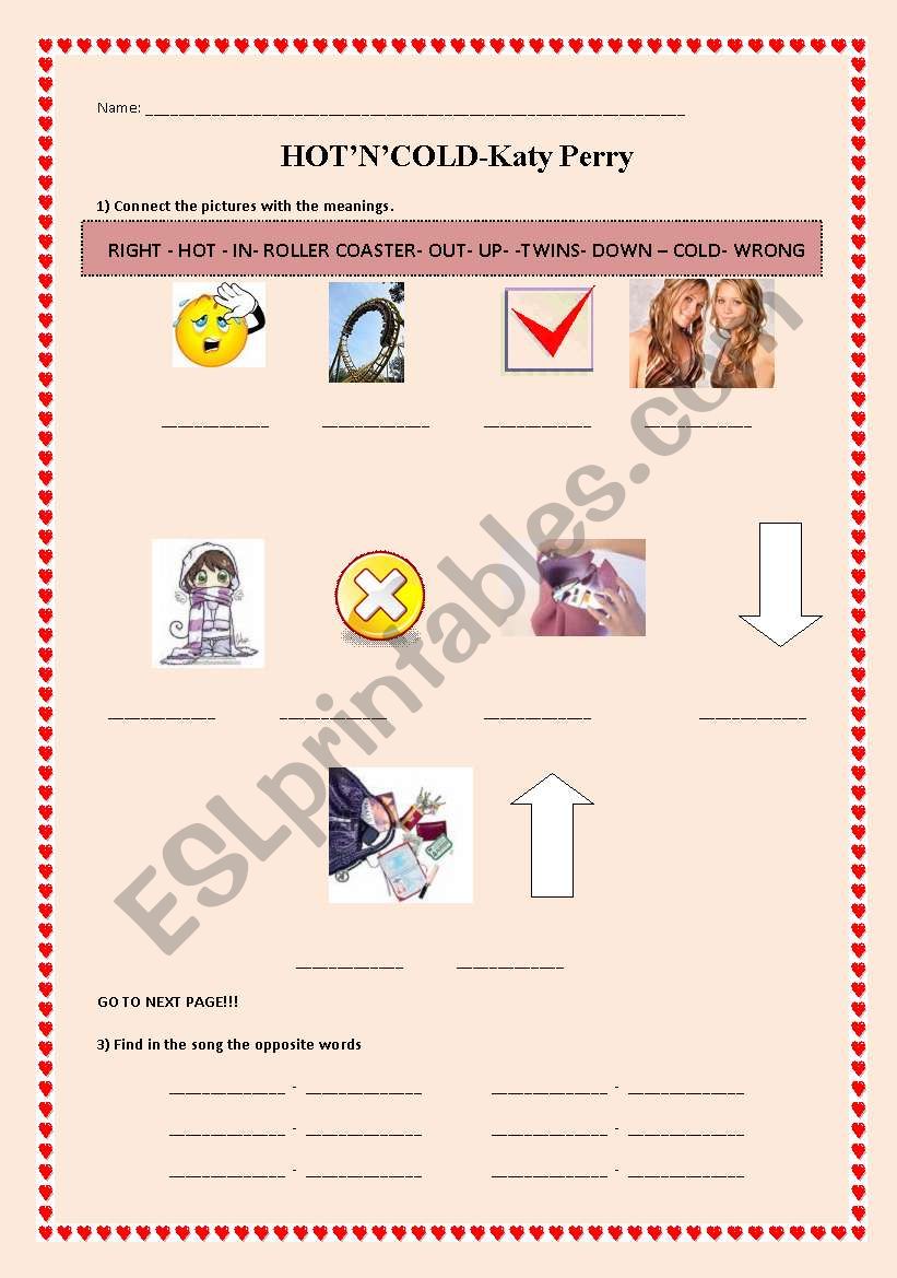 Hot´n´Cold Song worksheet