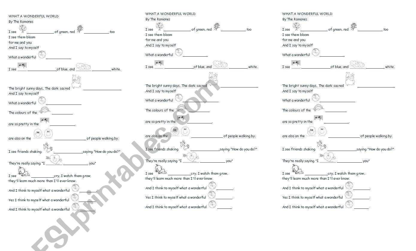 What a Wonderful World worksheet