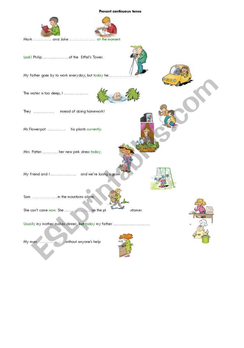 Present Continuous Tense worksheet