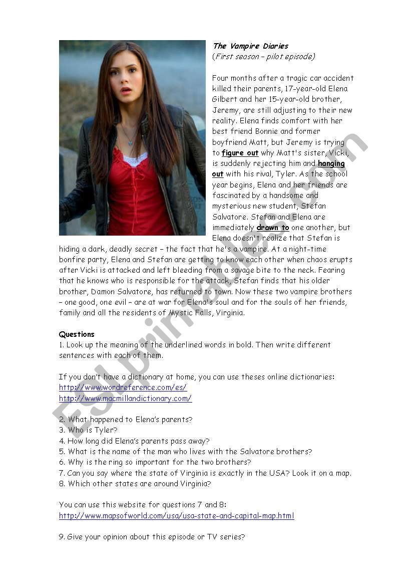 The Vampire Diaries worksheet