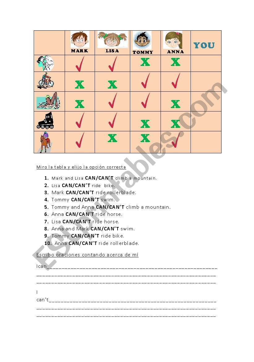 CAN/CANT worksheet