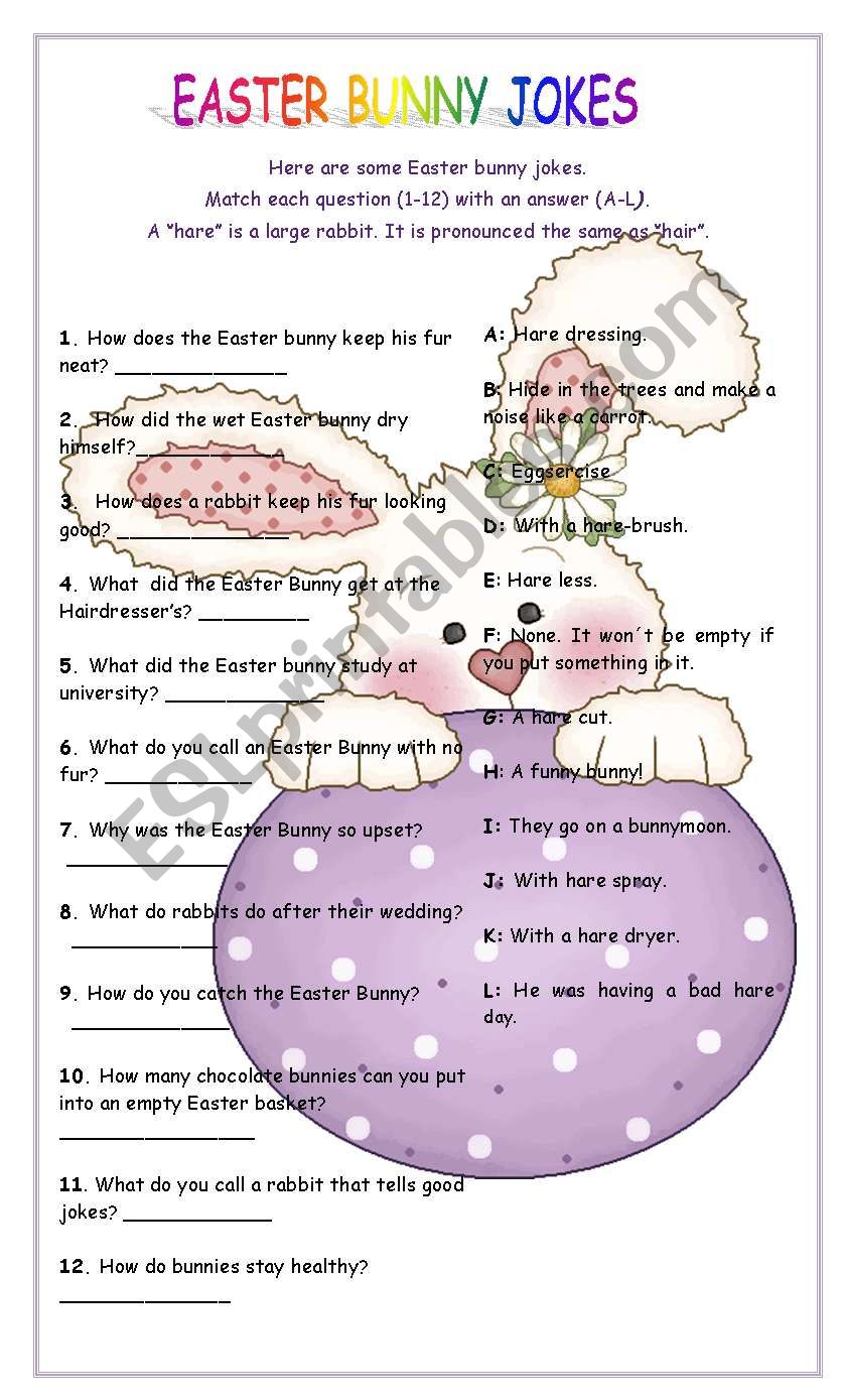 Easter Bunny Jokes worksheet