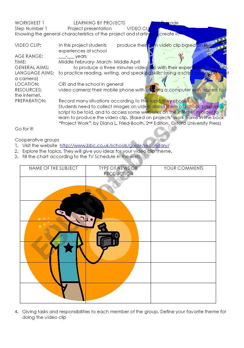 VIDEO CLIP PROJECT 1 worksheet