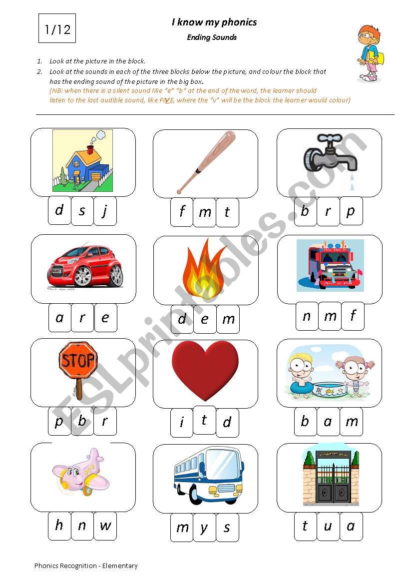 I Know My Phonics: Ending Sounds 1/12