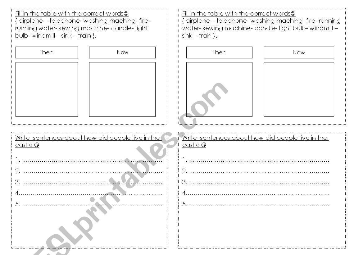 castle exercise worksheet