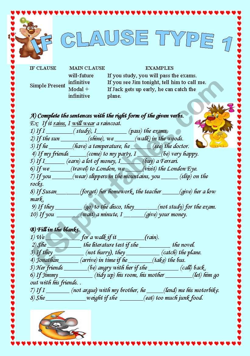 CONDITIONALS IF CLAUSE TYPE 1 