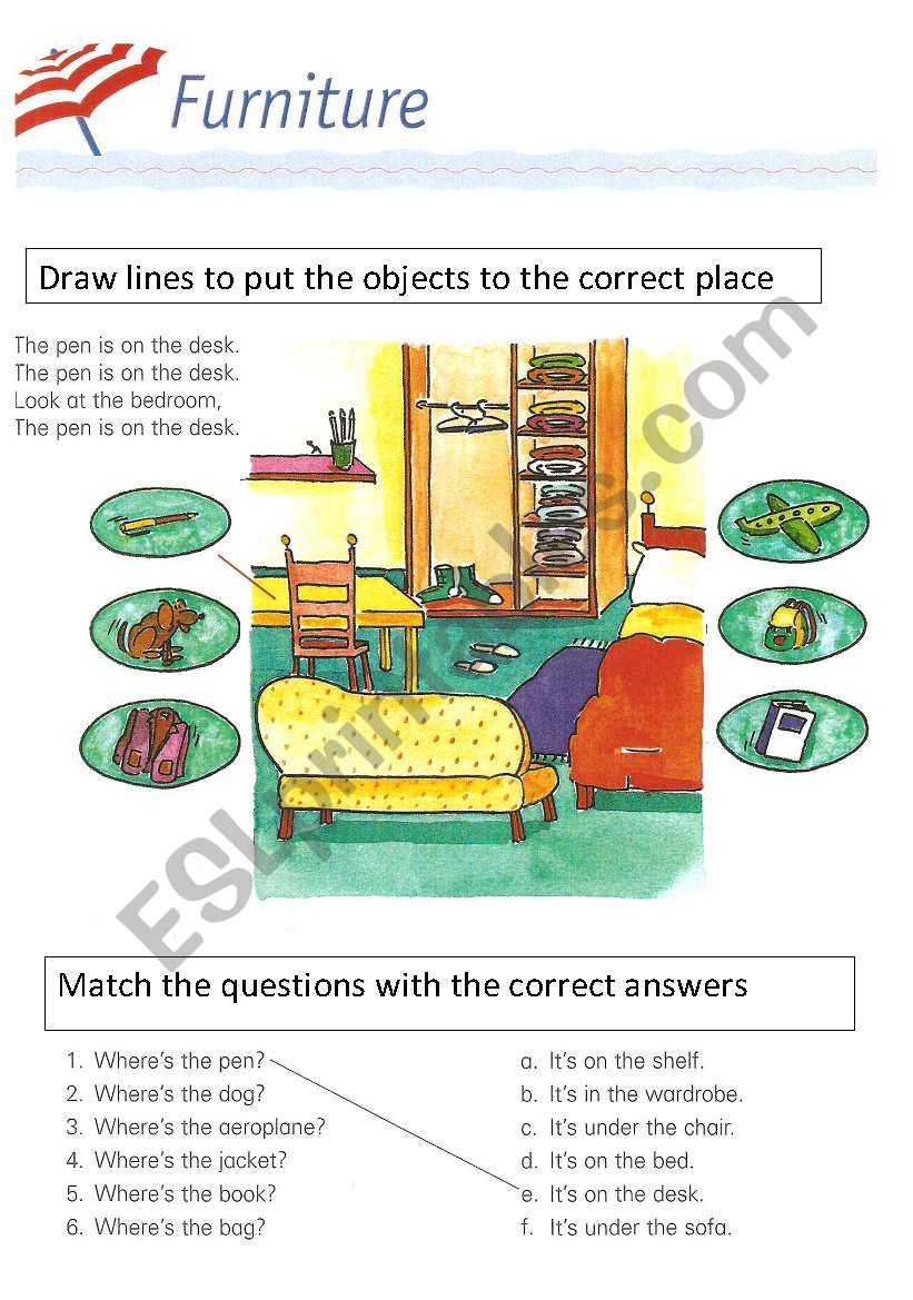 Prepositions of place worksheet