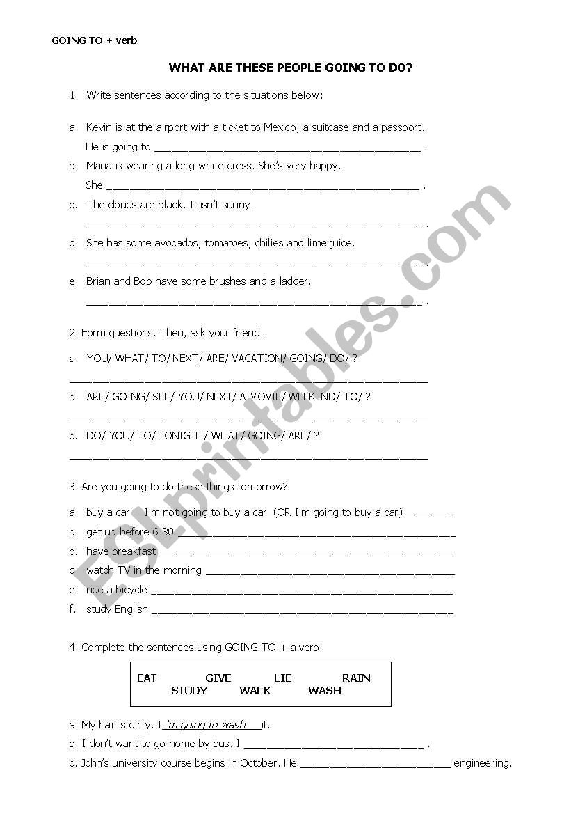 Will/ Going to worksheet