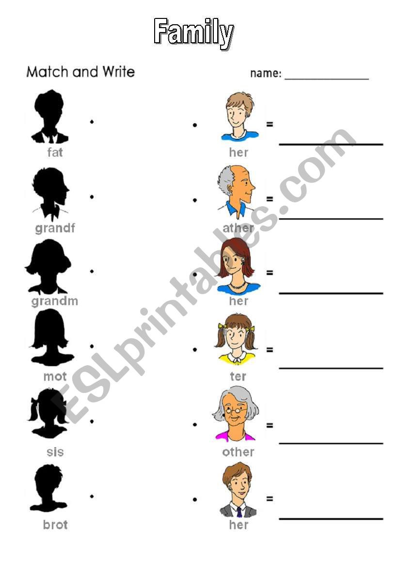 Family members worksheet