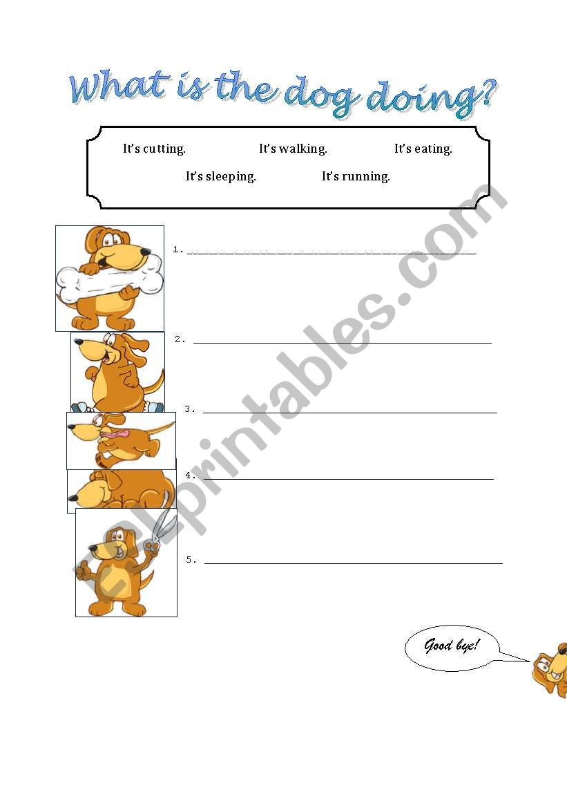 Whats the dog doing? worksheet