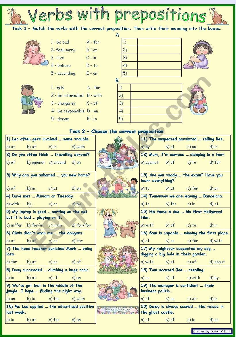 Verbs with prepositions 2 *** for intermediate and advanced learners *** with key *** fully editable RE-UPLOADED