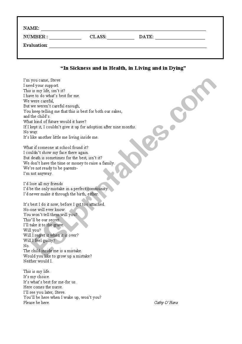 test 10th worksheet