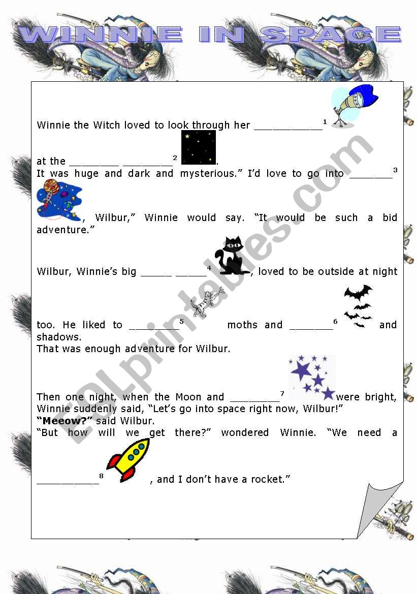 WINNIE IN SPACE worksheet