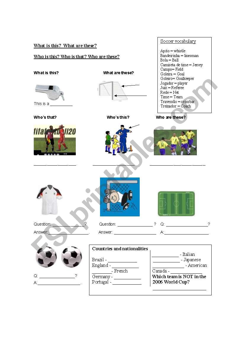 Soccer Vocab worksheet
