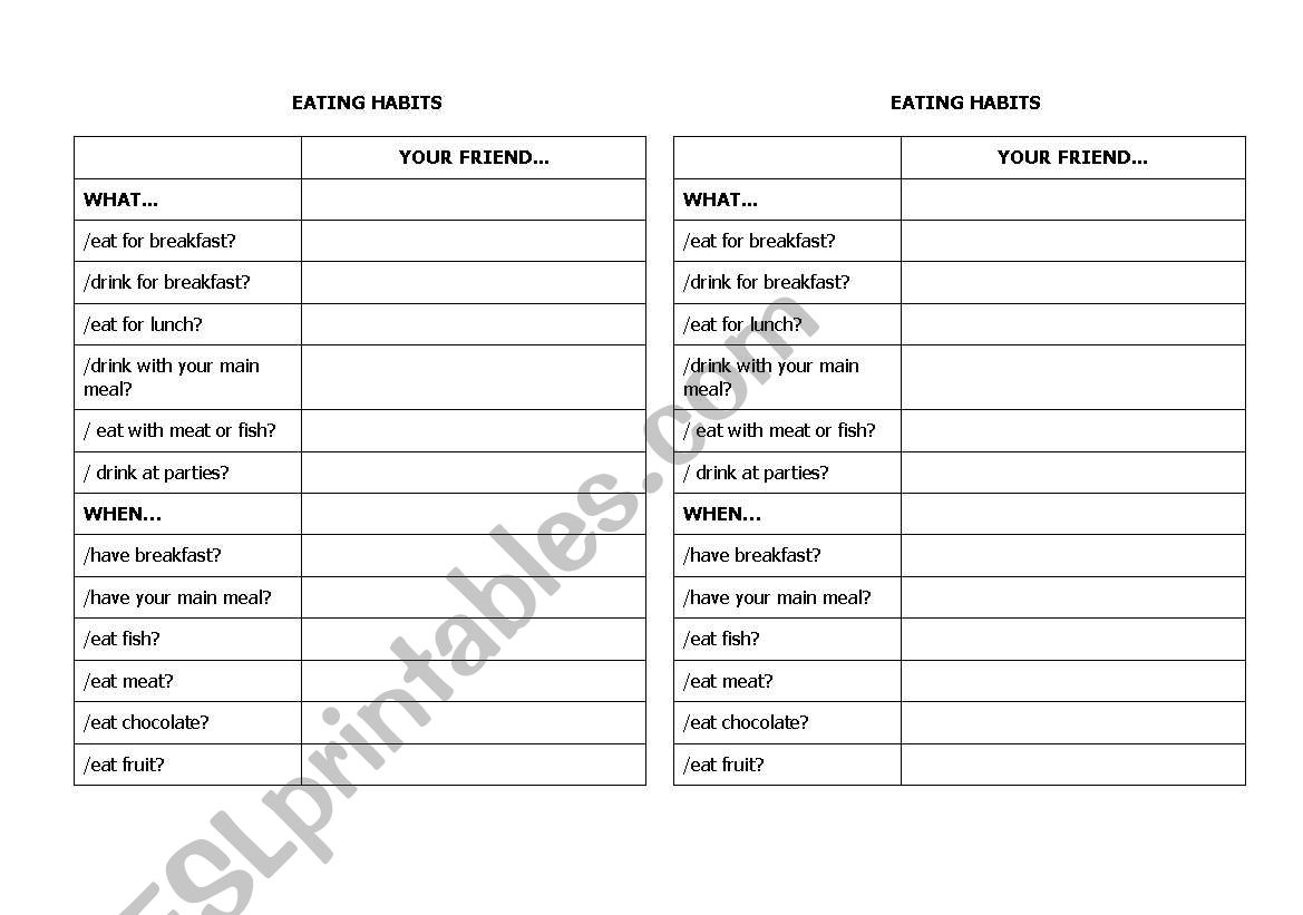 Interview - Eating Habits - Simple present