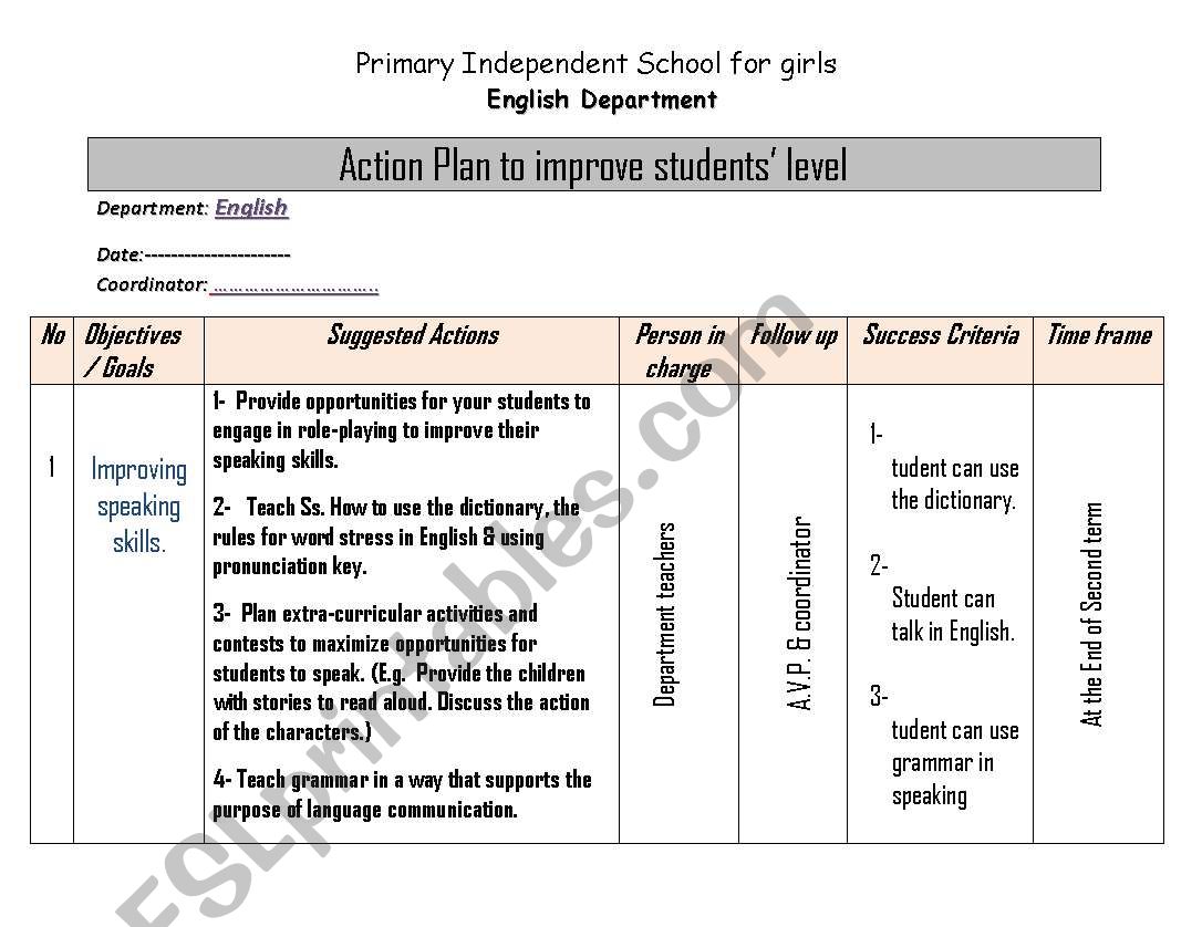 Action Research worksheet