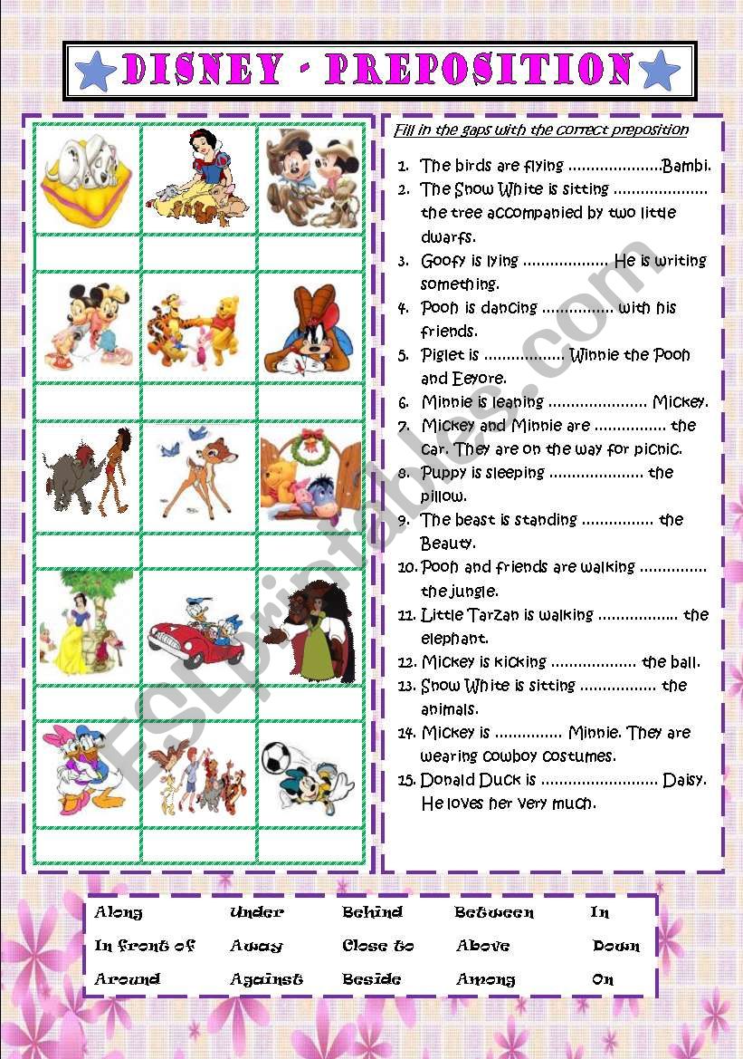 Disney - Preposition worksheet