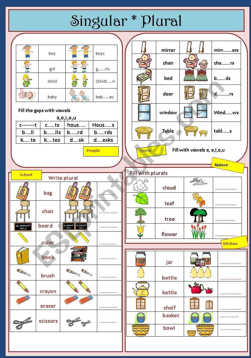 Singular and Plurals worksheet