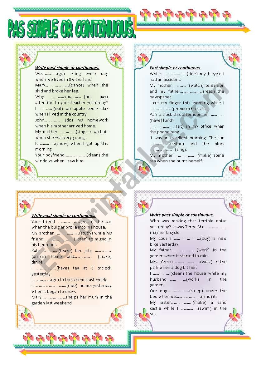 Past simple or continuous . worksheet