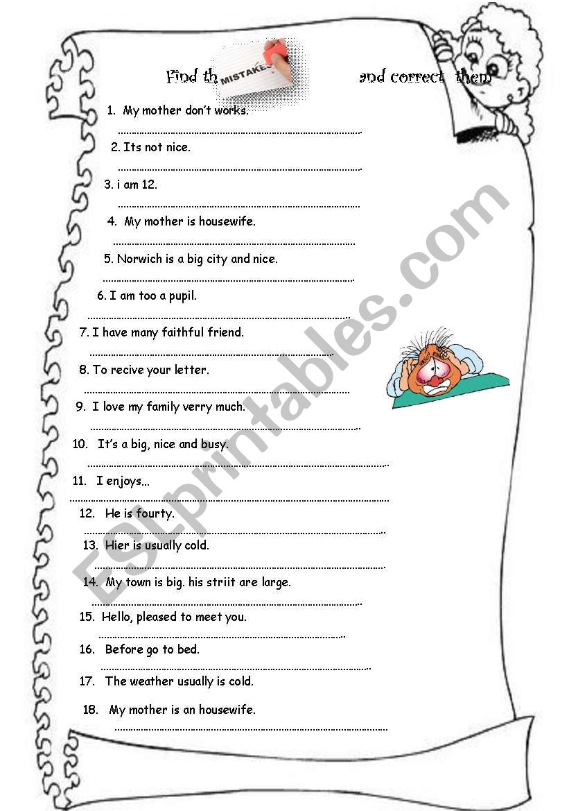 Correct your mistakes! worksheet