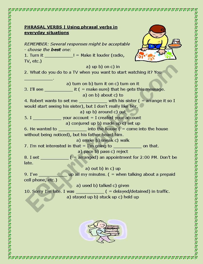 Phrasal verbs worksheet