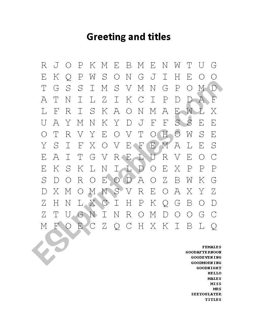 Greetings and titles worksheet