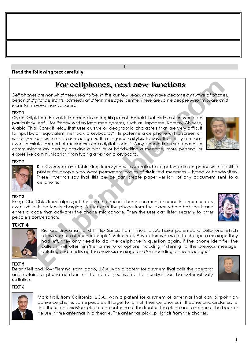 English Test worksheet