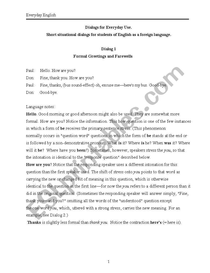 dialogues worksheet
