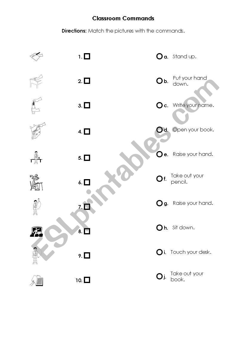 classroom command worksheet