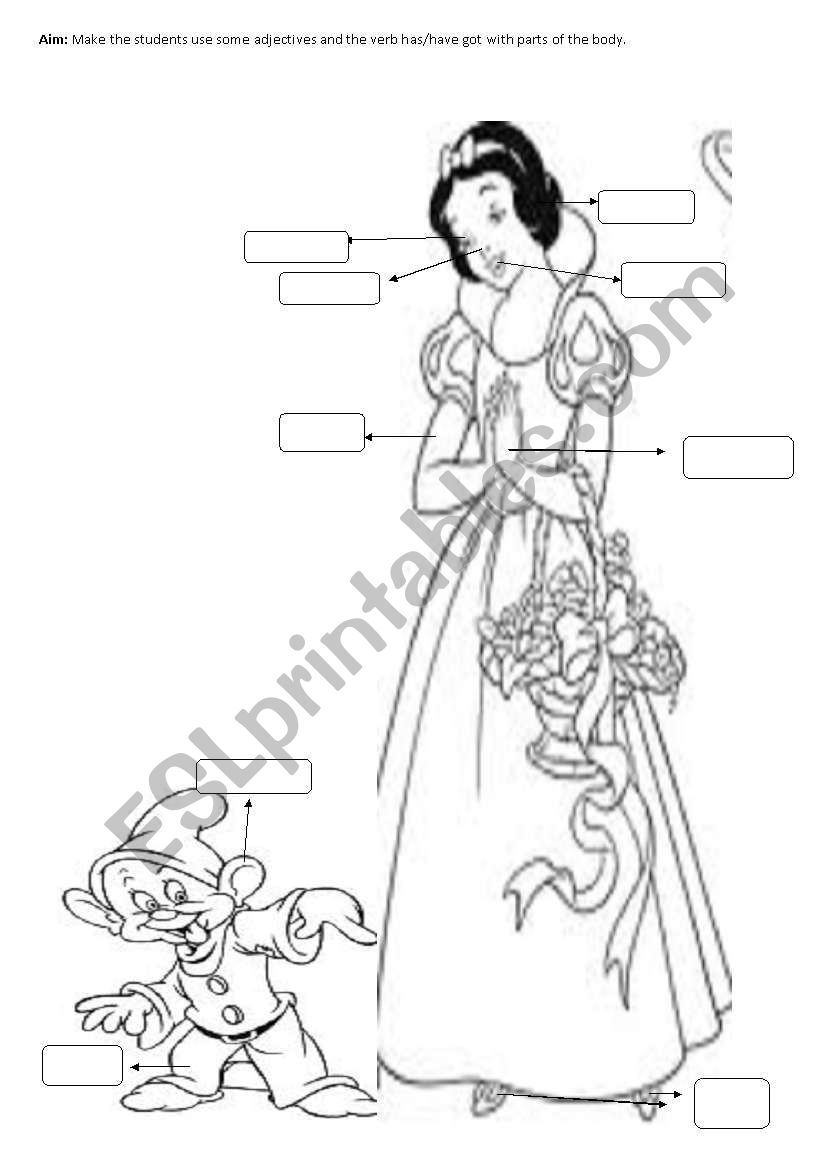 snowhite and a dwarf worksheet