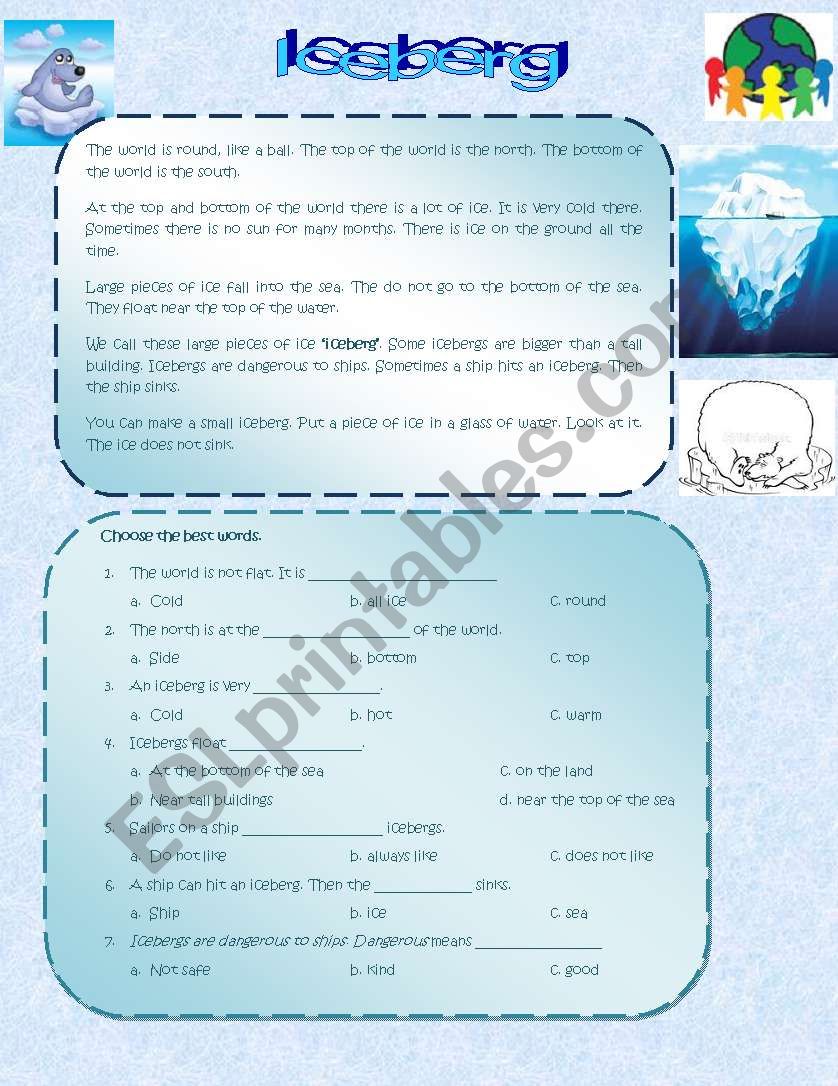 Iceberg worksheet