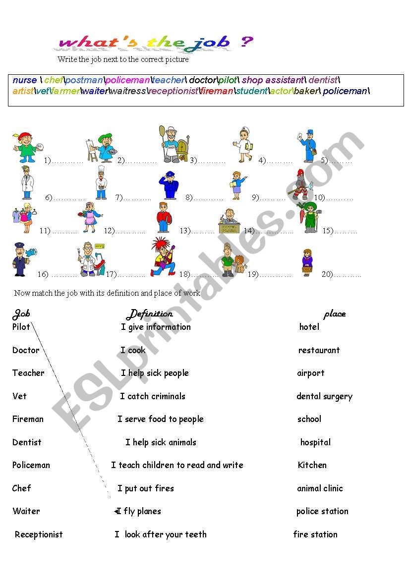  what ´s the job ? worksheet