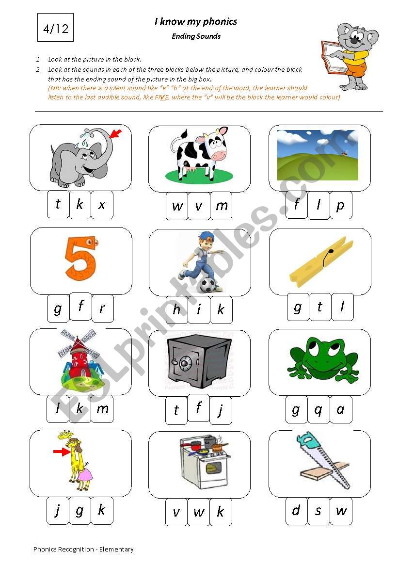 I Know My Phonics: Ending Sounds 4/12