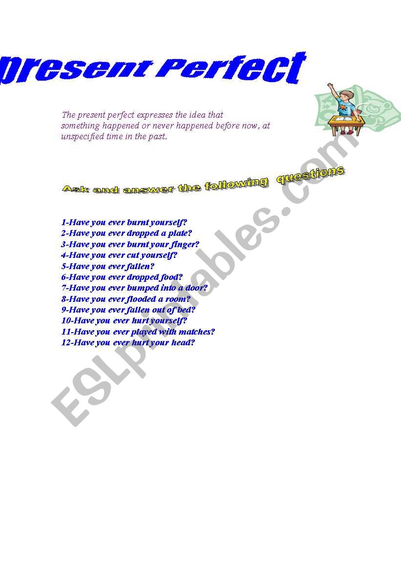 present perfect worksheet