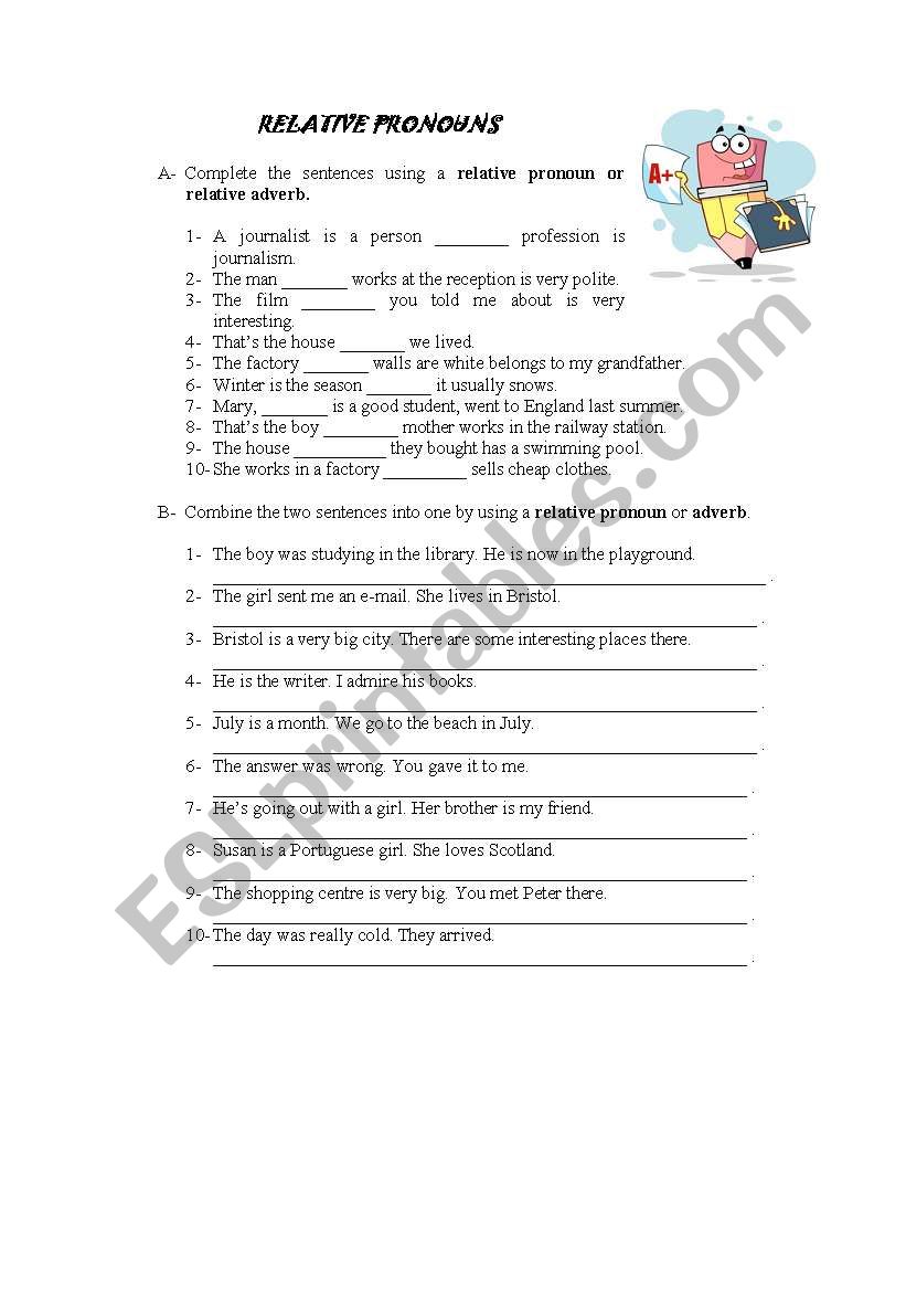 Relative Pronouns worksheet