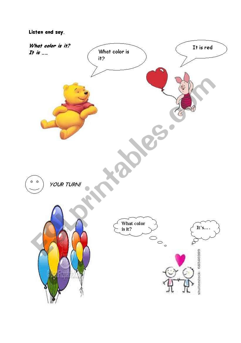 colors with ballons worksheet